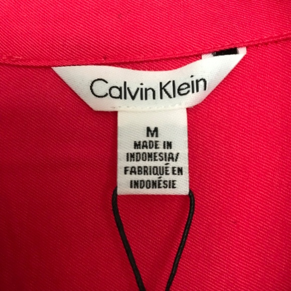 NWT Y2K Calvin Klein Long Sleeve Button Down Top M Red Pink - Picture 4 of 6